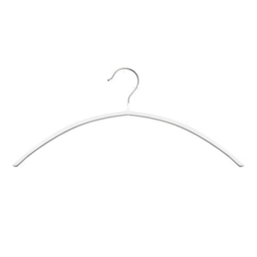 White Non-Slip Hanger 40cm for Knitwear, Jackets, Shirts, Blouses - Chrome Hook