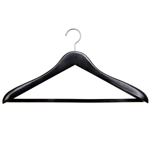 Caraselle Black Shaped Suit Hanger with Velvet Bar & Bulbous Shoulders