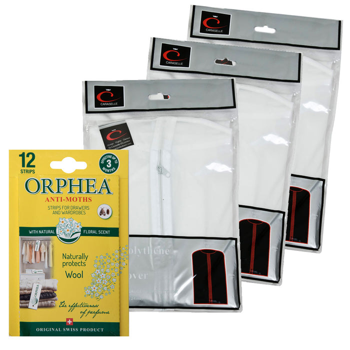 Peva Anti-Moth Storage Bundle H - SUIT Covers & FLORAL Orphea Moth Strips
