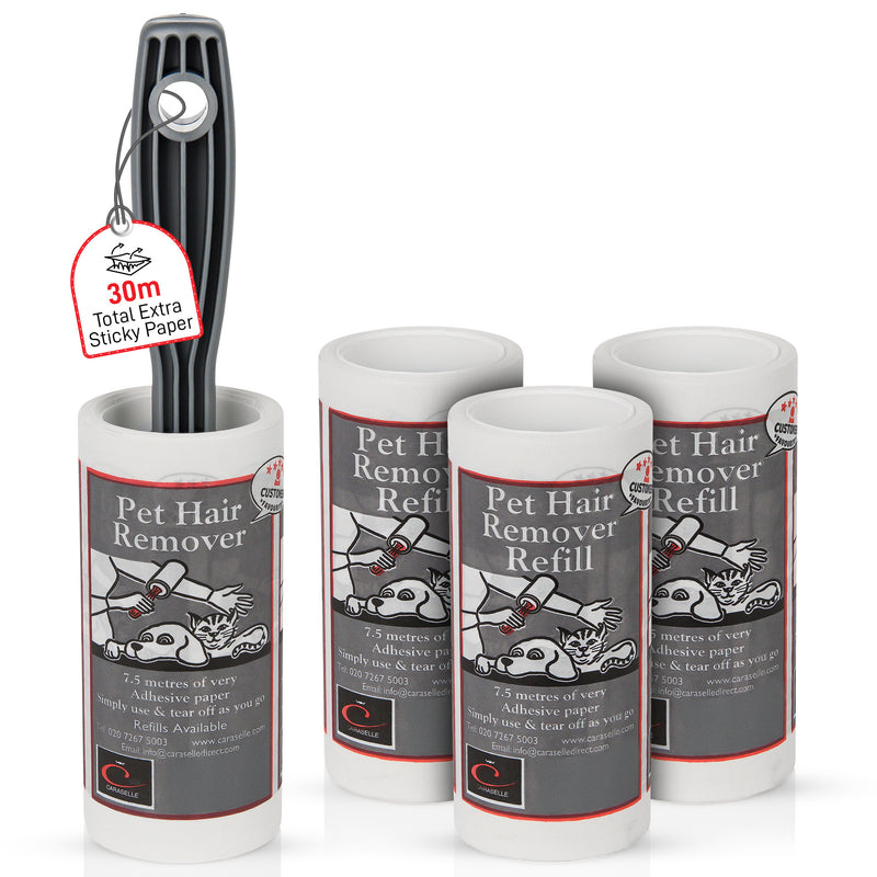 Pet Hair Remover Lint Roller & 3 Refills (total 30m, ≈300+ Sheets Equivalent)