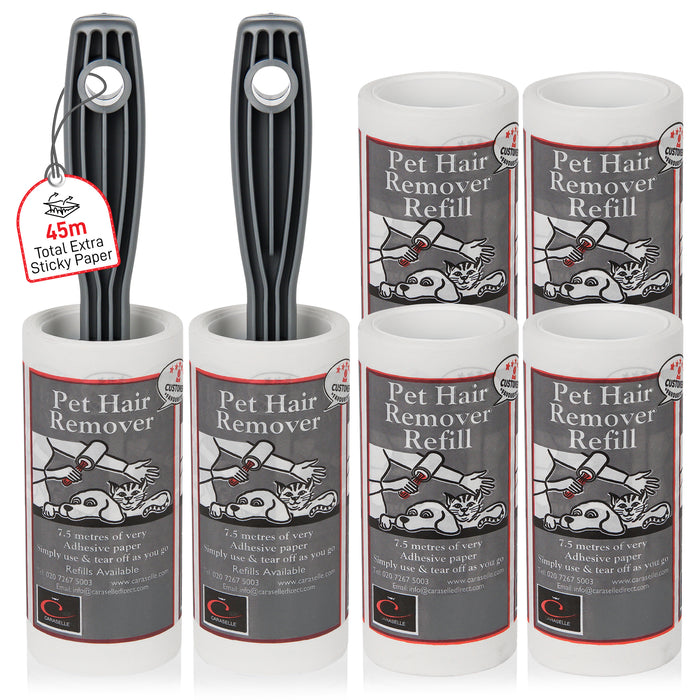 2 x rouleaux anti-peluches pour poils d'animaux et 4 recharges (total 45 m)