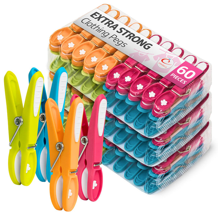 Extra Strong Non-Slip Clothes Line Pegs with Firm Grip for Sheets, Blankets & Towels - 8cm long (20 pegs per pack)