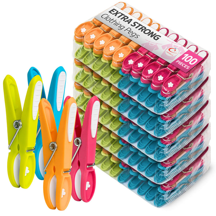 Extra Strong Non-Slip Clothes Line Pegs with Firm Grip for Sheets, Blankets & Towels - 8cm long (20 pegs per pack)