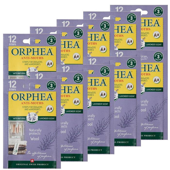 Orphea Anti-Mottenstreifen – Mottenschutz für Kleiderschränke, Schubladen, Regale – Lavendelduft (12/Packung) 