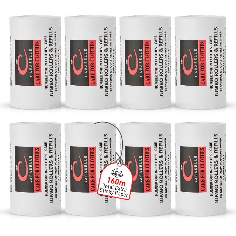 Multipack: 8 x Jumbo Roller Refills (total 160m, ≈1600+ Sheets Equivalent. Handle Not Included)