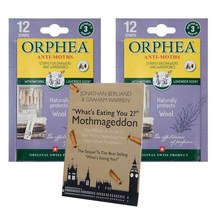 2 paquets Caraselle 12 bandes anti-mites Orphea lavande pour tiroirs/armoires et livre anti-mites Mothmageddon