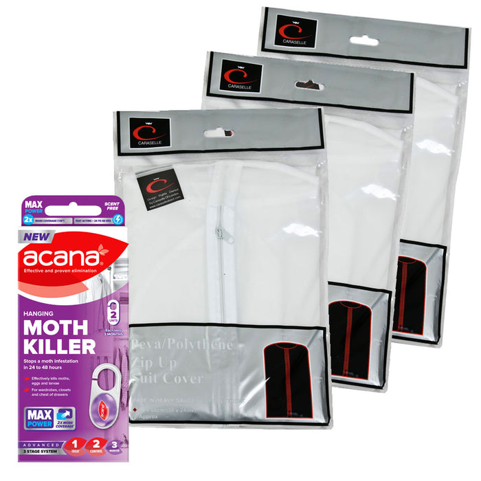 Peva Anti-Moth Storage Bundle E - SUIT Covers & Acana Hanging Moth Killer