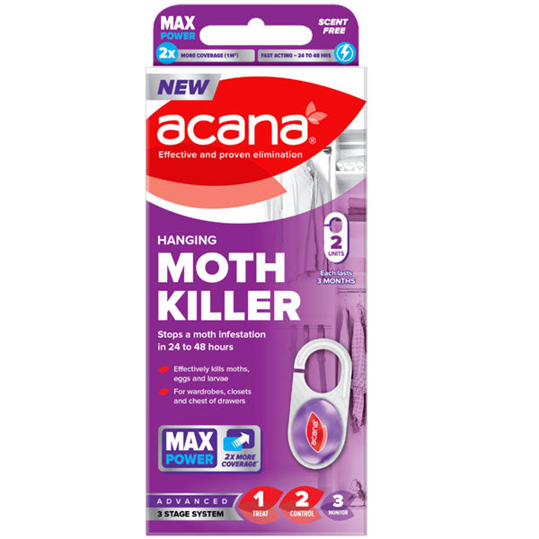 Acana Hanging Moth Killer For Wardrobes & Drawers (Pack of 2) N̲E̲W̲!!