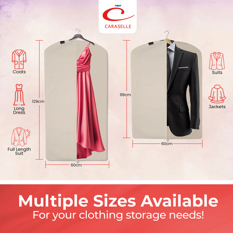 100% Natural Cotton Dress Cover – Breathable Zipped Garment Storage Bag for Dresses, Coats & Occasionwear (Approx. 129 x 60cm)