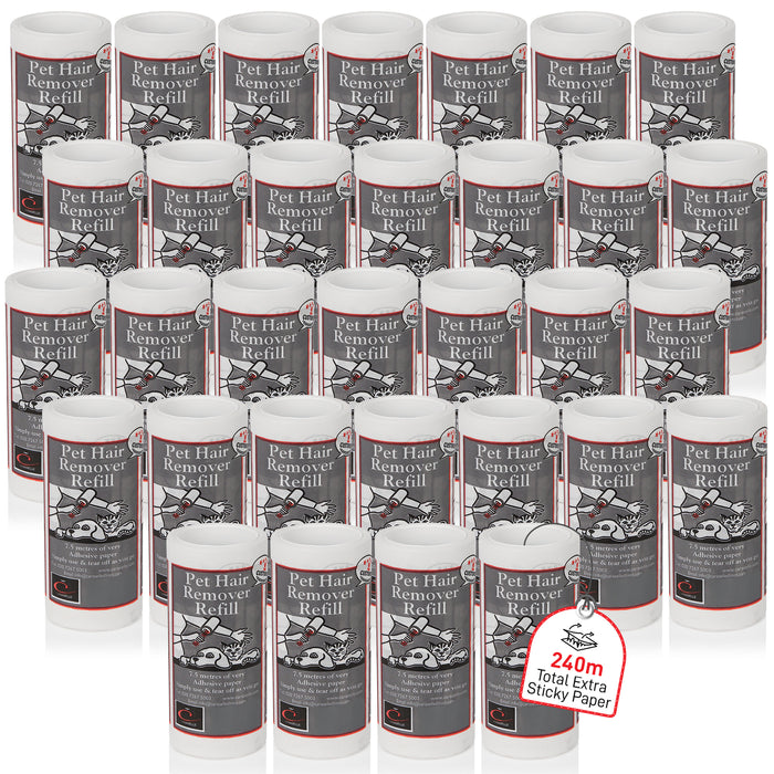 Pack de 32 recharges d'épilateur pour poils d'animaux (total 240 m) 