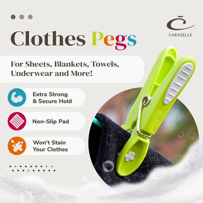 Extra Strong Non-Slip Clothes Line Pegs with Firm Grip for Sheets, Blankets & Towels - 8cm long -2 Packs (40 pegs in total)