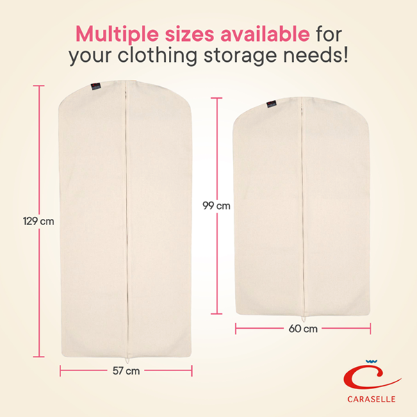Deluxe 100% Natural Cotton Zipped Jacket & Suit Cover for Suit & Jacket Storage (Approx. 99 x 60cms)