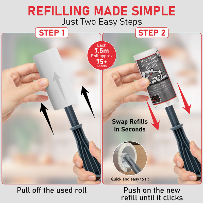3 x Pet Hair Remover Lint Rollers & 20 Refills (total 172.5m, ≈1725+ Sheets Equivalent)