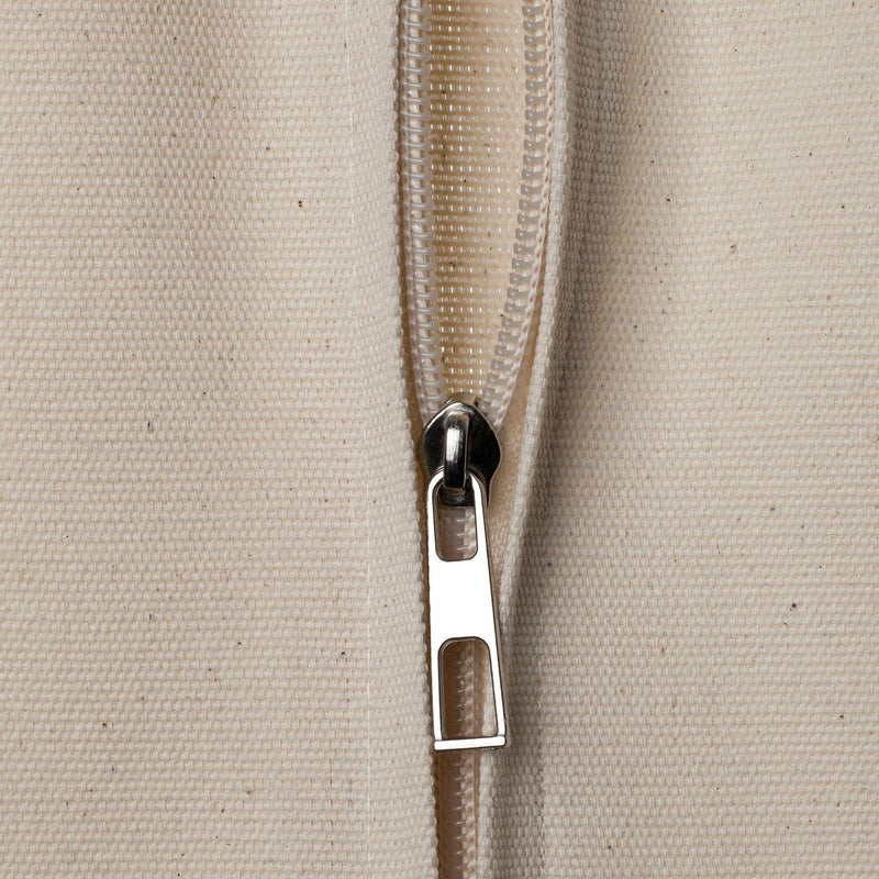 Close-up of strong zip fastening on cotton garment cover