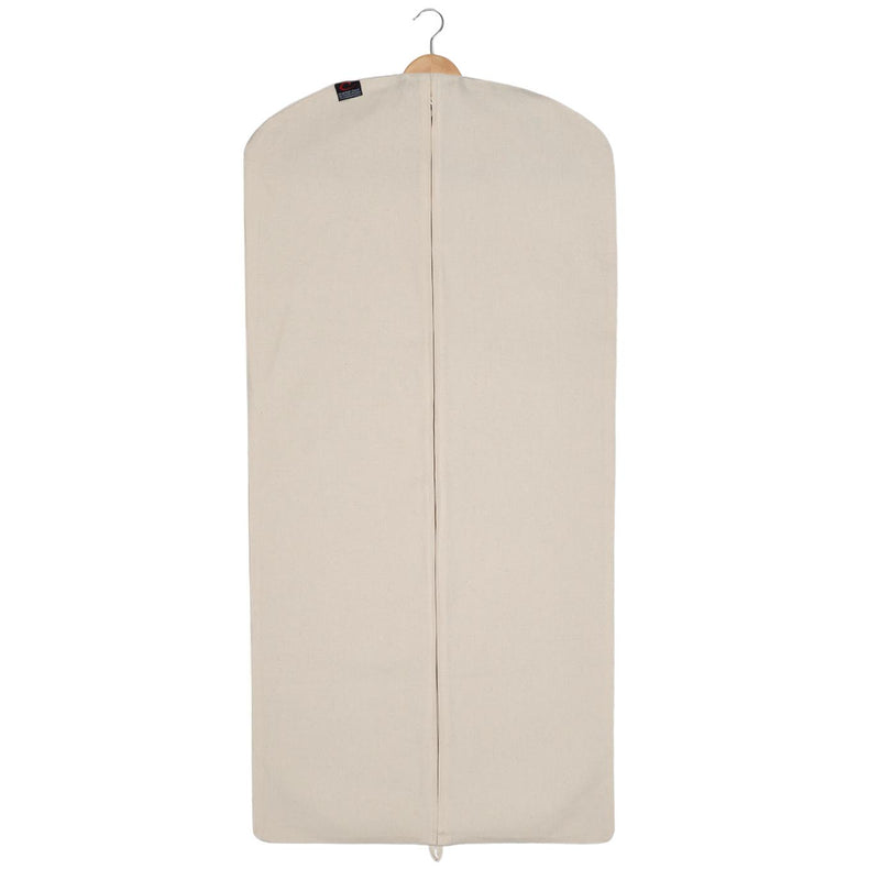 Natural cotton dress cover with breathable zipped garment bag design