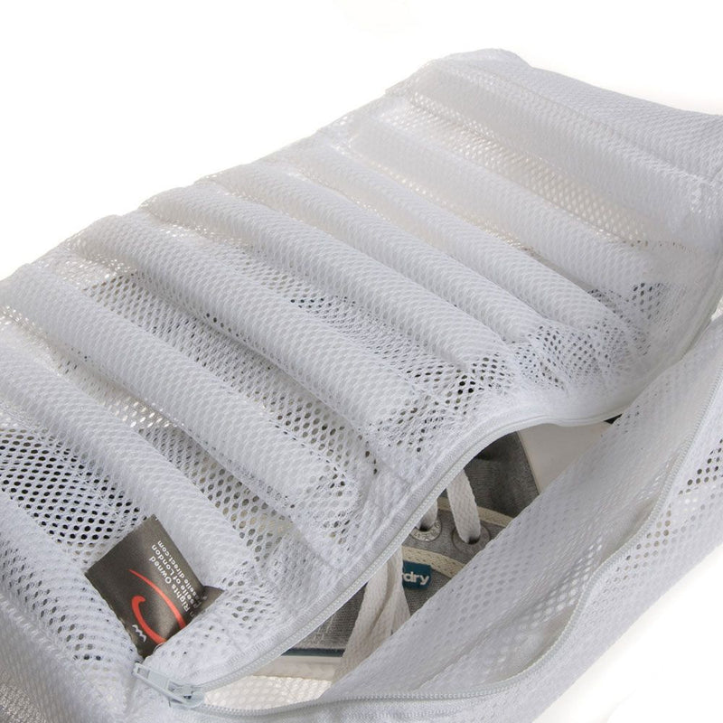 Caraselle Zipped Ribbed Net Wash Bag for Trainers, Shoes, Slippers & Delicates – Protective Laundry Bag for Bras & Lingerie (33 × 19 × 17cm)