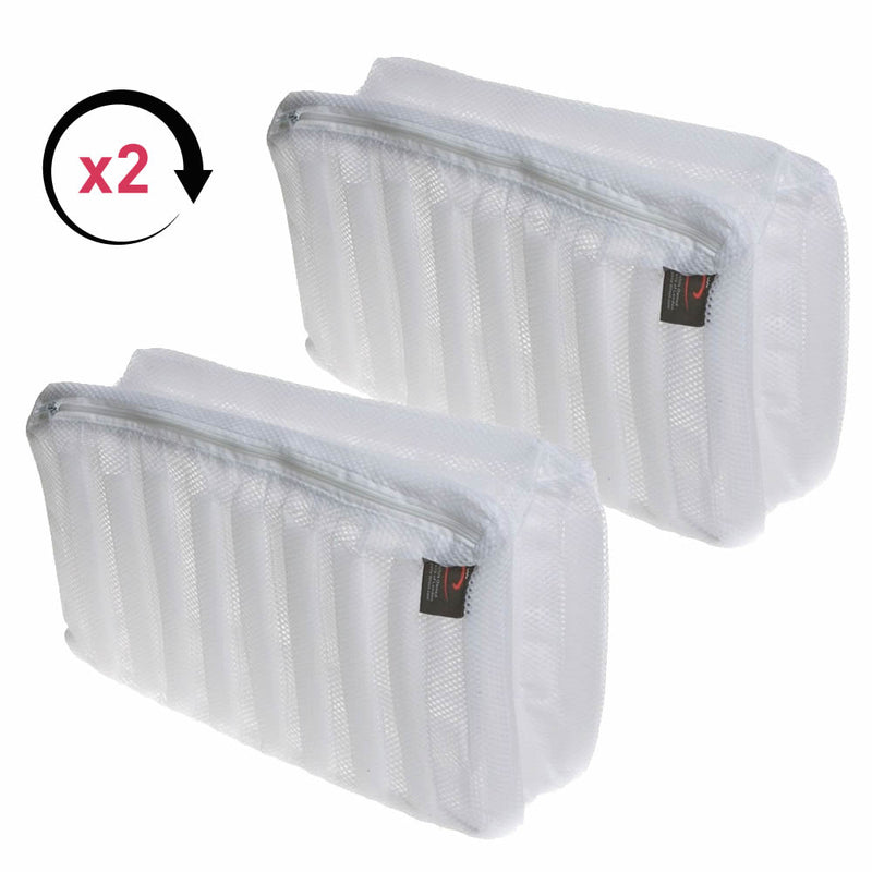 Caraselle Zipped Ribbed Net Wash Bag for Trainers, Shoes, Slippers & Delicates – Protective Laundry Bag for Bras & Lingerie (33 × 19 × 17cm)