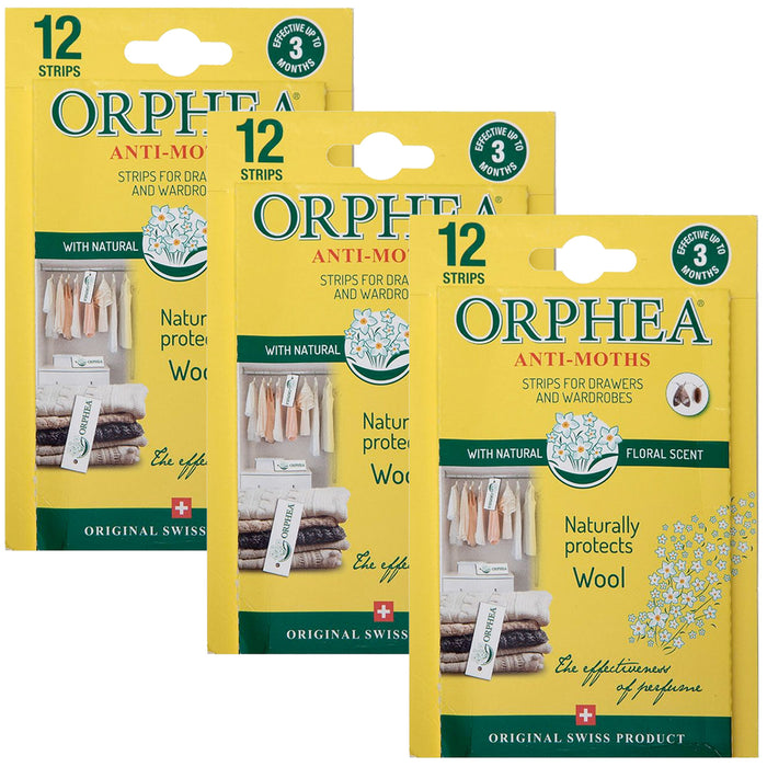 Orphea Anti Moth Strips for Wardrobes Drawers Shelves - Floral Scent (12 pack)